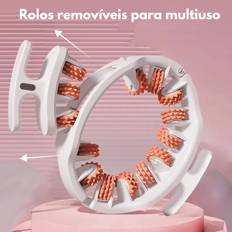 Drena Roller com rolos removíveis e design multiuso para massagem e drenagem linfática em diferentes partes do corpo