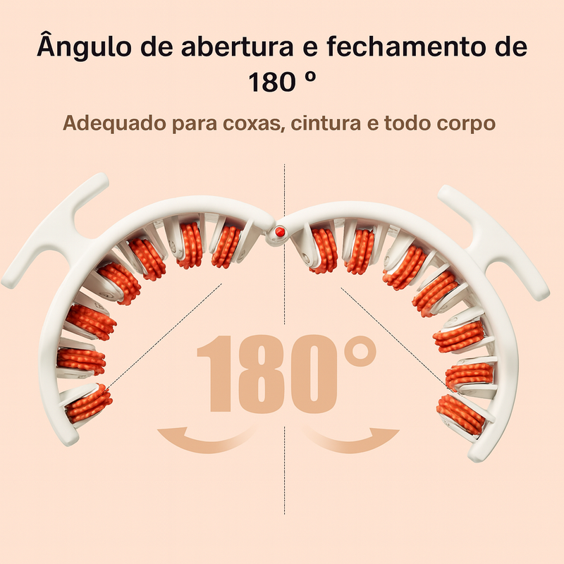 “Drena Roller com abertura ajustável de 180° para massagear coxas, cintura e pernas com lipedema, proporcionando conforto e drenagem eficaz