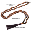 Japamala Rudraksha com Olho de Tigre + Pulseira de BRINDE