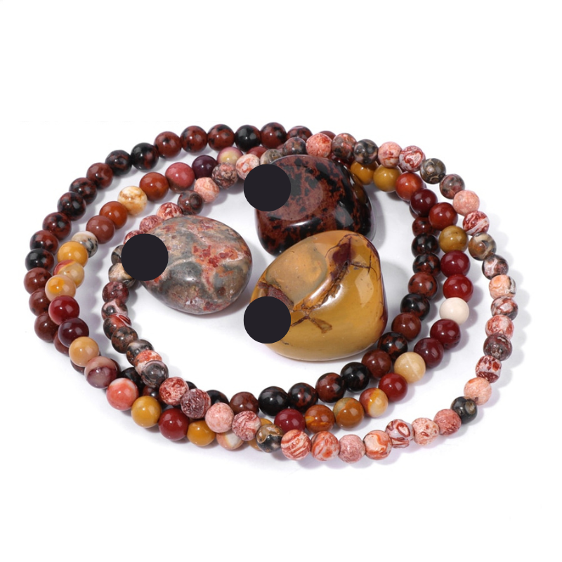 Kit 3 Pulseiras de Pedras Naturais + Pedras de Brinde