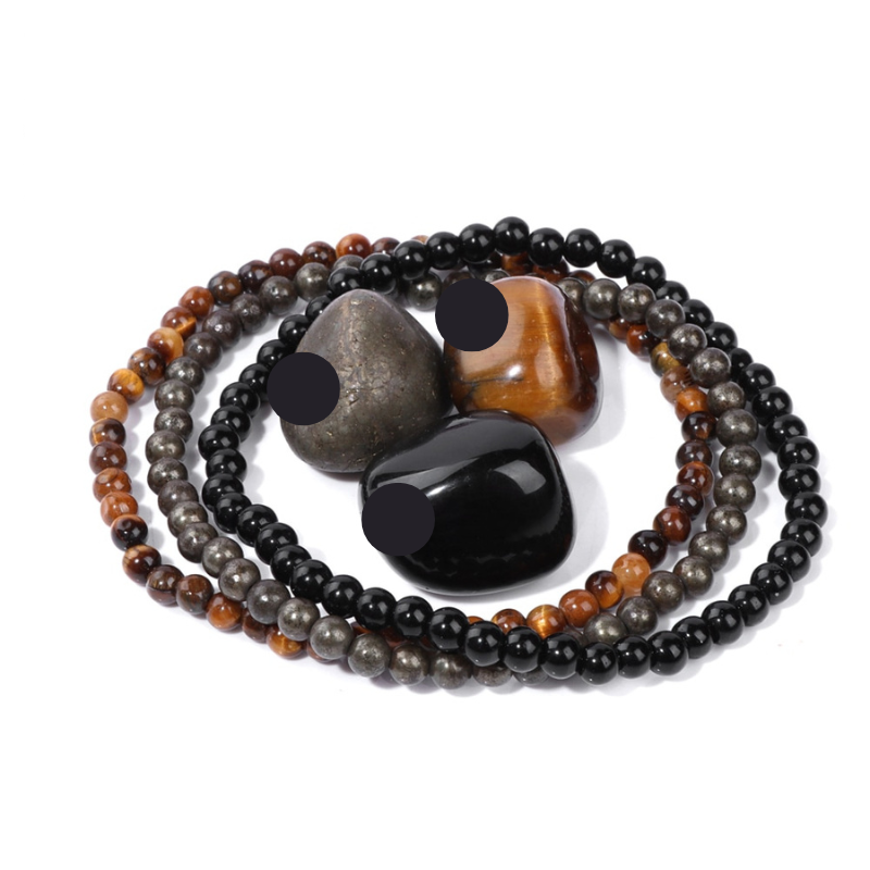 Kit 3 Pulseiras de Pedras Naturais + Pedras de Brinde