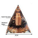 Pirâmide Orgonite com Obsidiana Negra e Fios de Cobre - Escudo energético para proteção de ambientes