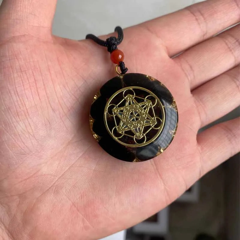 Metatron Orgonite Necklace - Black Obsidian