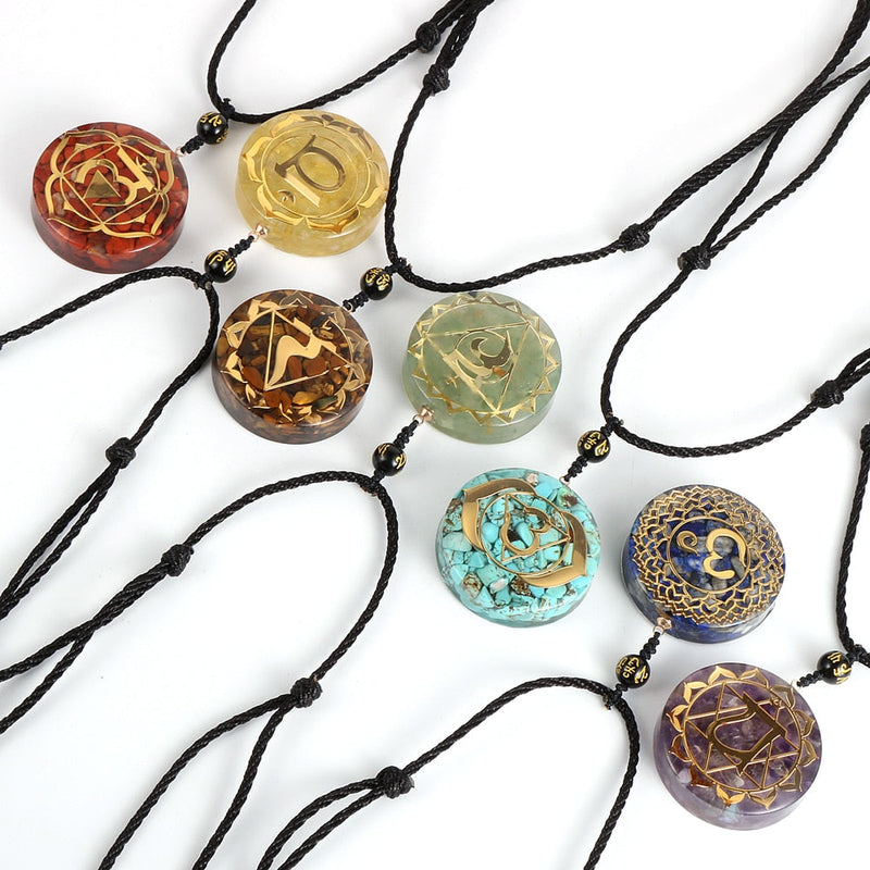 Coleção Colares Orgonite - Símbolos dos 7 Chakras