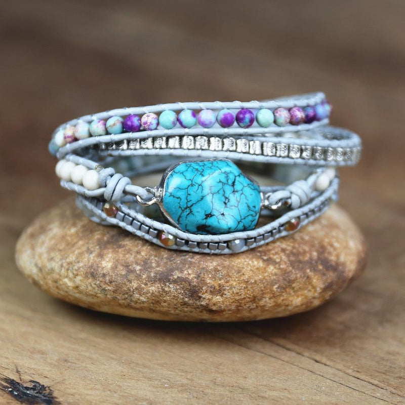 Pulseira Proteção Celestial - Pedra Turquesa - Empório Zem