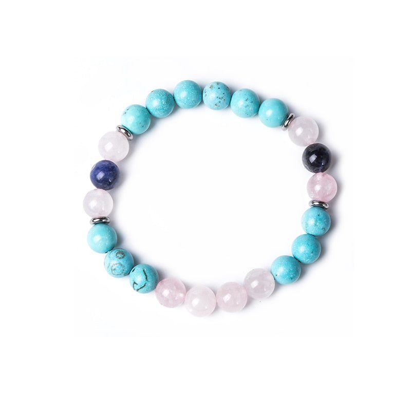 Japamala Ascensão Espiritual - Quartzo Rosa, Sodalita e Turquesa (Pulseira Grátis)