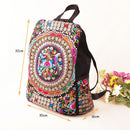Mochila Mandala Mística - Mochila Feminina Estilo Étnico/Boho Bordada Retrô