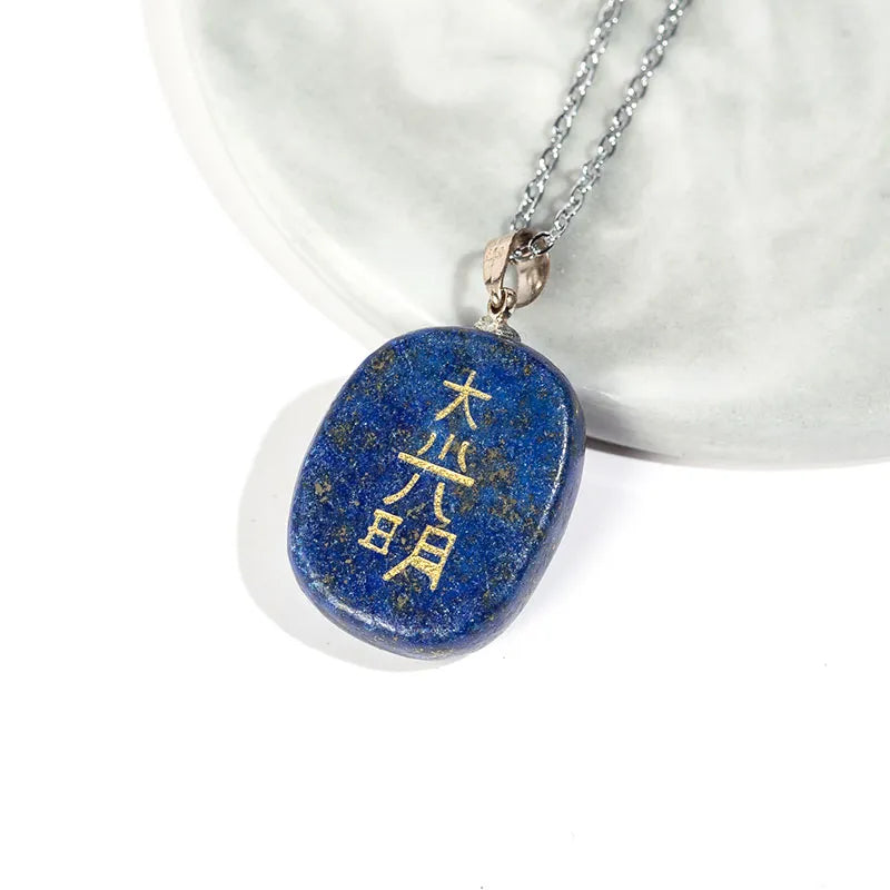 Colar Símbolos do Reiki - Feito de Lápis-Lazúli