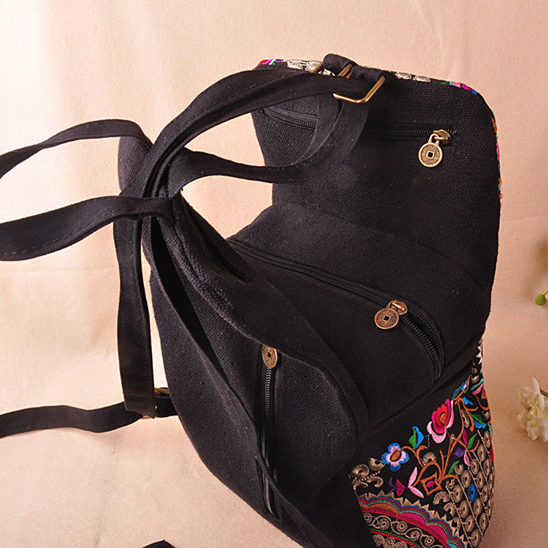 Mochila Mandala Mística - Mochila Feminina Estilo Étnico/Boho Bordada Retrô