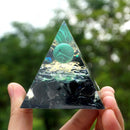 Pirâmide Orgonite - Esfera de cristal Malaquita