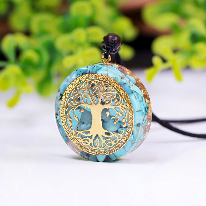 Colar Orgonite Árvore da Vida e Turquesa