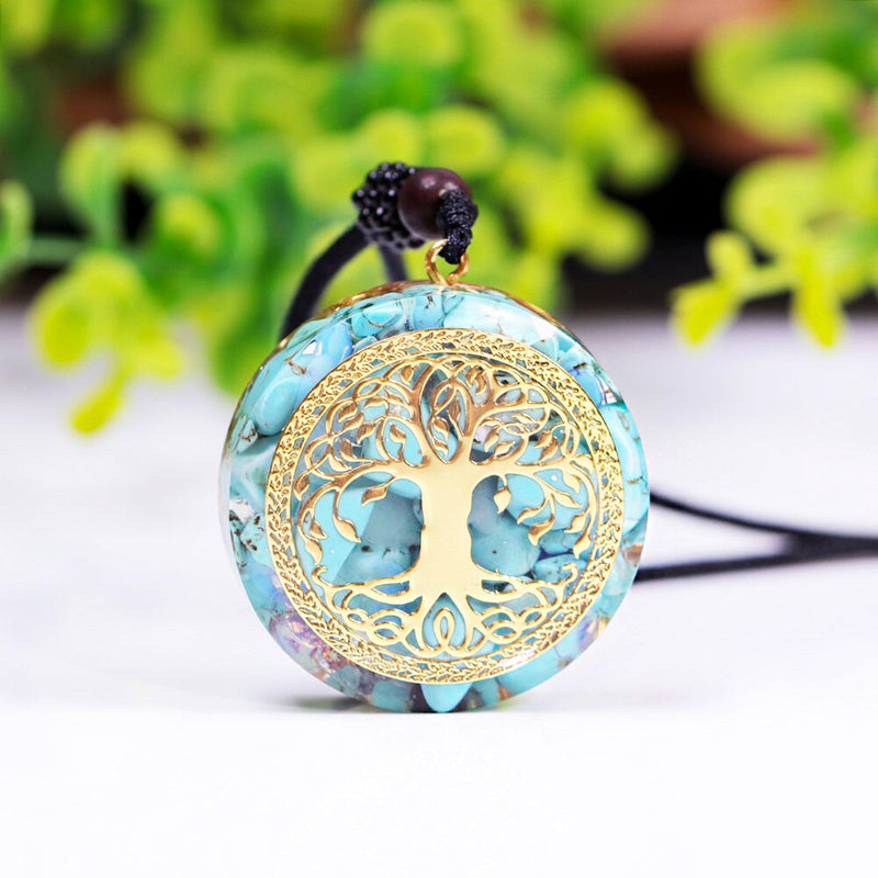 Colar Orgonite Árvore da Vida e Turquesa