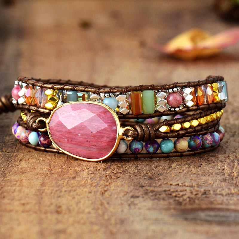 Pulseira Healing Cura Natural - Pedra Rodonita