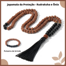 Japamala da Proteção Rudraksha e Ônix - Com Pulseira de Brinde!