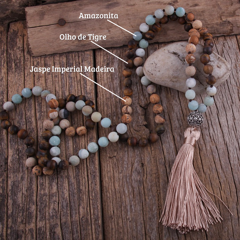 Japamala Tribal 108 Contas - Com Pedras Naturais