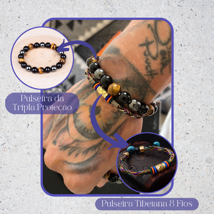 Combo: Pulseira da Tripla Proteção + Pulseira Tibetana