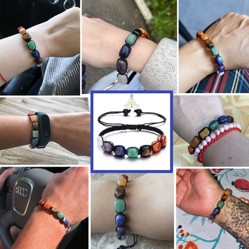 Pulseira Reikiana 7 Chakras com Cristais Naturais!