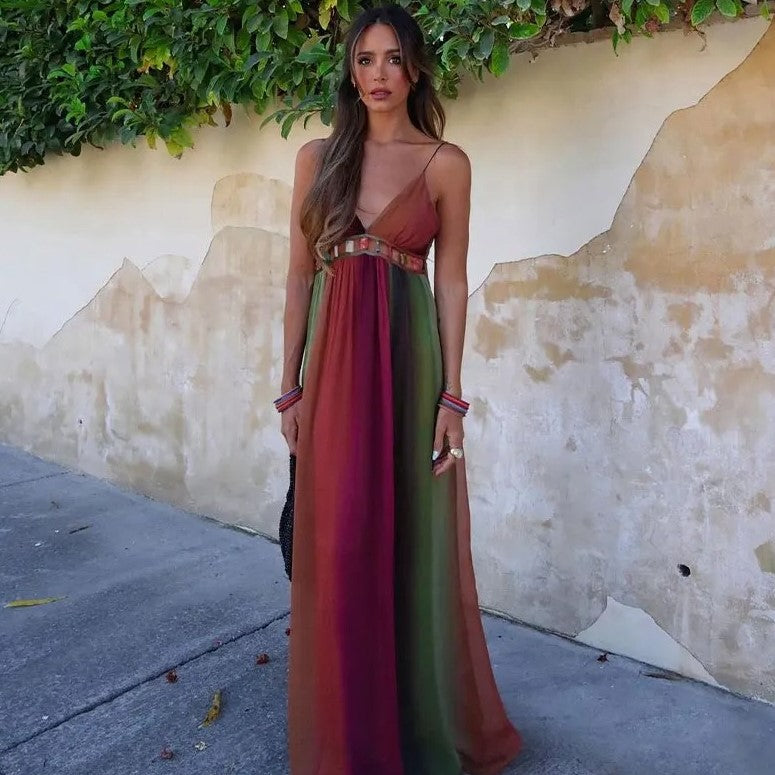 Vestido Boho Rainbow com Pedras