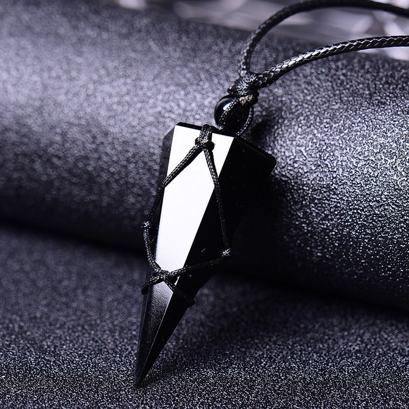 Colar Pêndulo de Obsidiana Negra