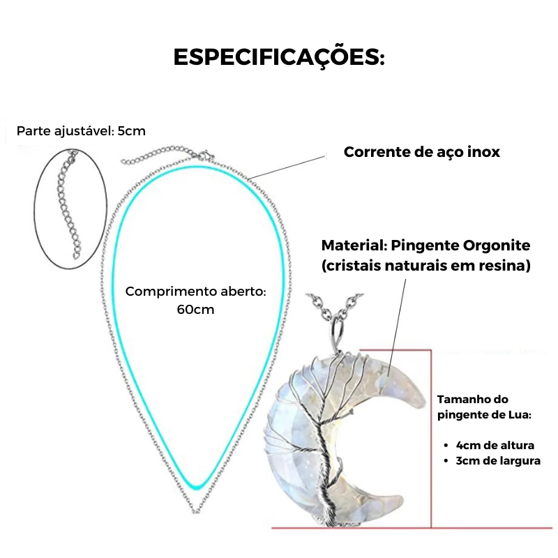 Colar Lua de Cristal Árvore da Vida