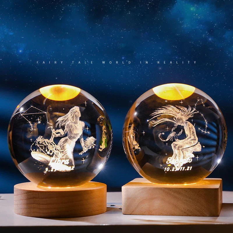 Luminária dos Signos - Esfera de Cristal Astrológica
