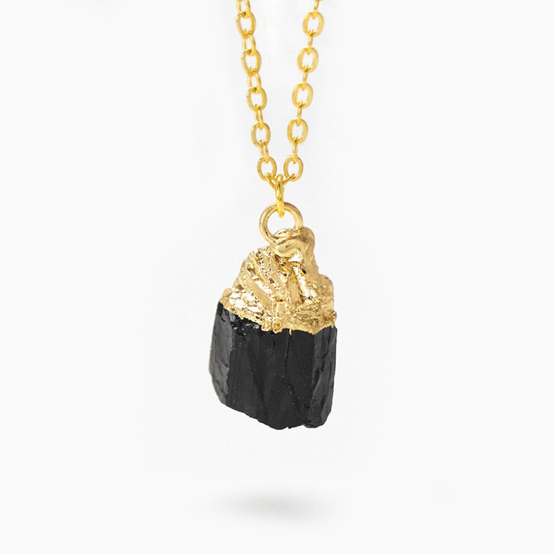 Colar de Pedras Naturais - Banhado a Ouro