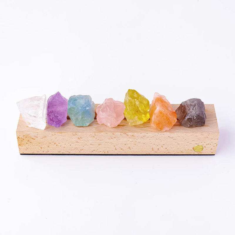 Luminária Luz dos Chakras - Luminária 7 Chakras com Cristais Naturais