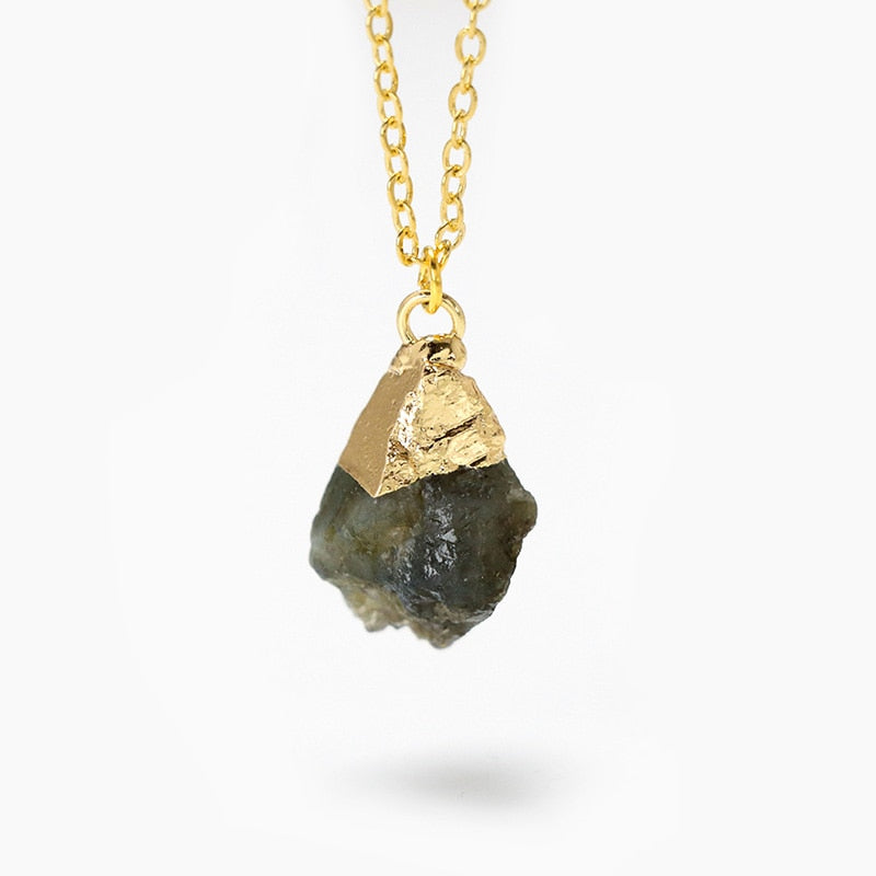 Colar de Pedras Naturais - Banhado a Ouro