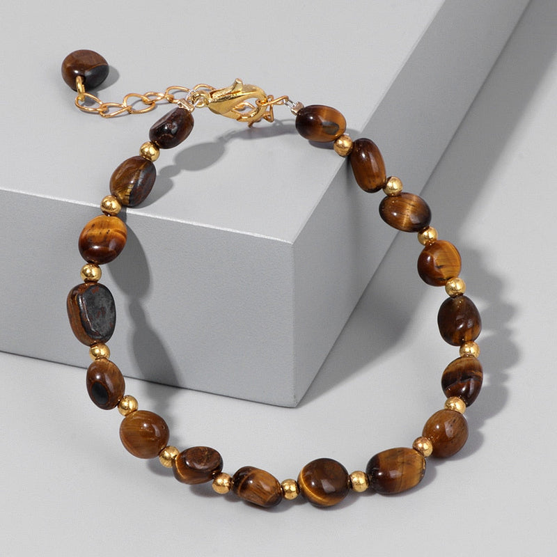 Pulseira com Contas de Pedras Naturais
