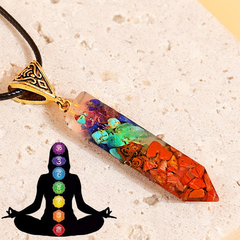 Colar Orgonite Hexagonal 7 Chakras