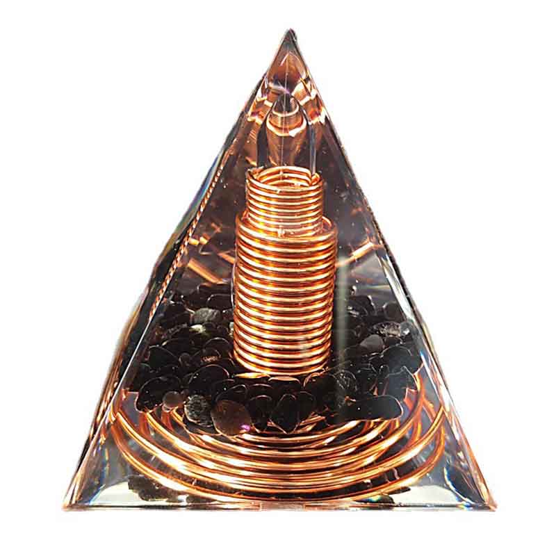 Pirâmide Orgonite com Obsidiana Negra e Fios de Cobre - Escudo energético para proteção de ambientes