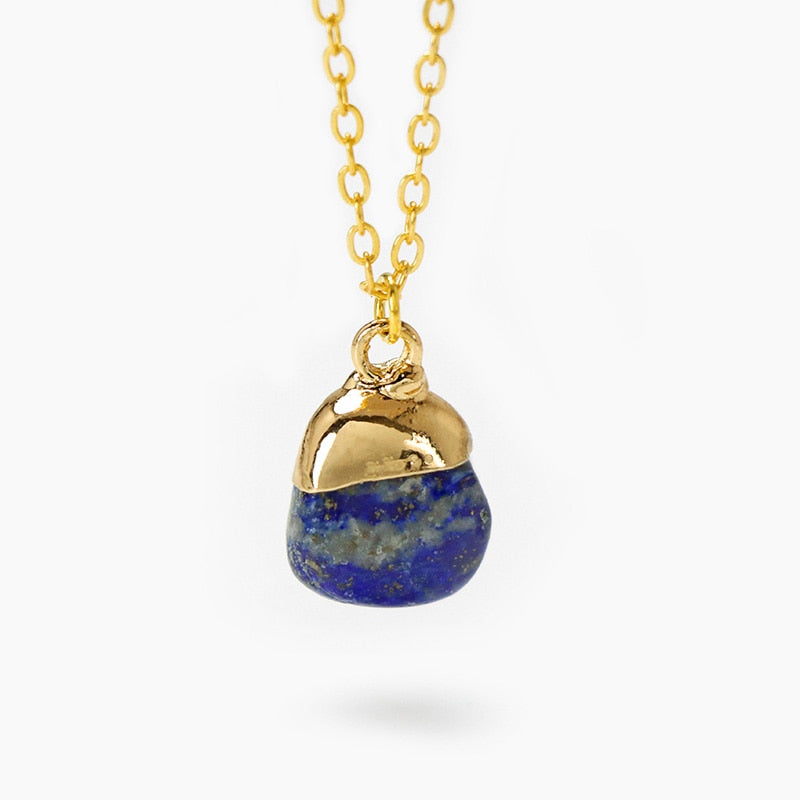 Colar de Pedras Naturais - Banhado a Ouro