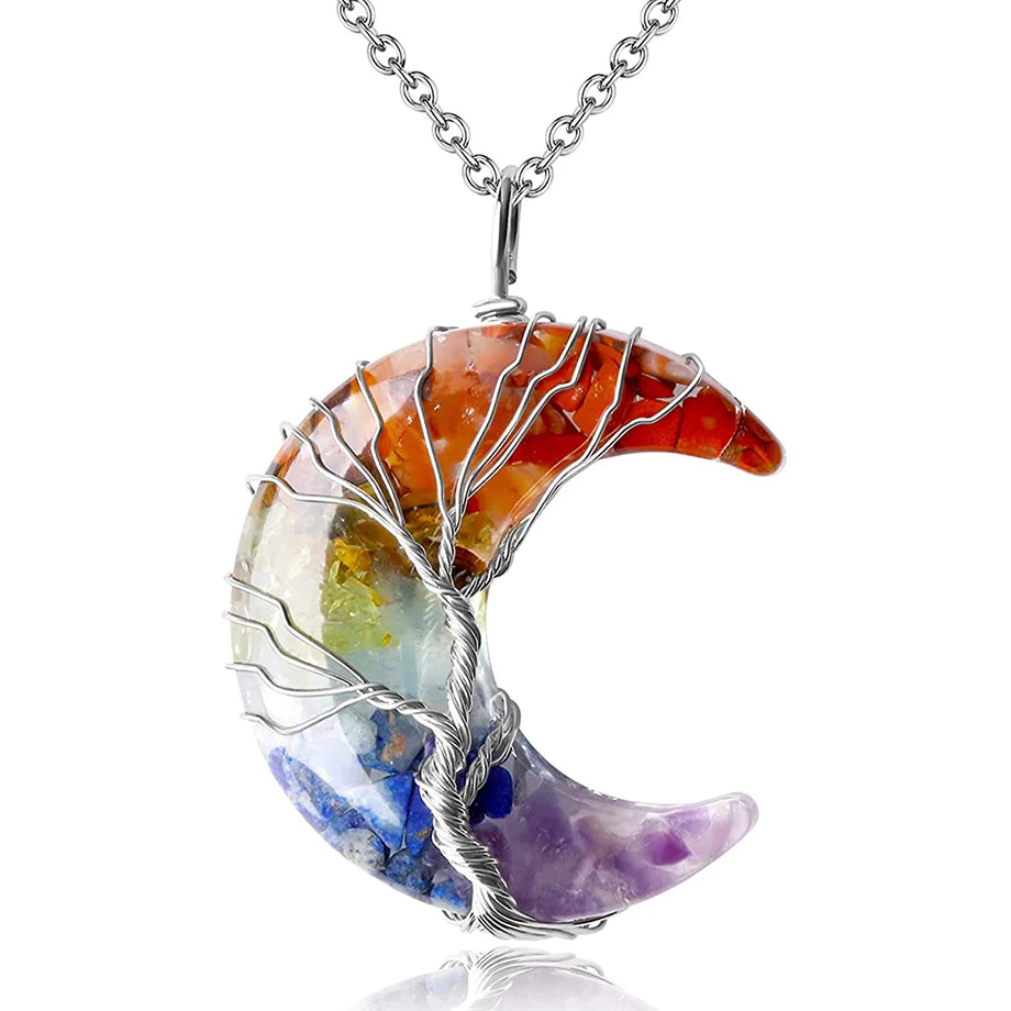 Crystal Moon Necklace - Tree of Life