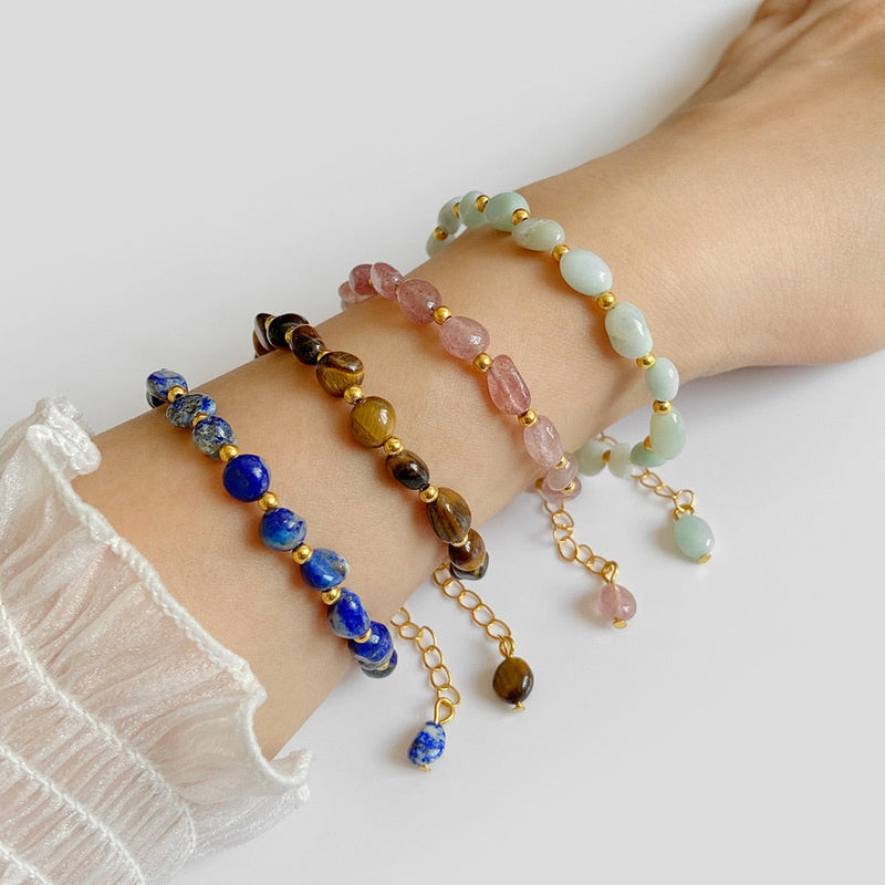 Pulseira com Contas de Pedras Naturais