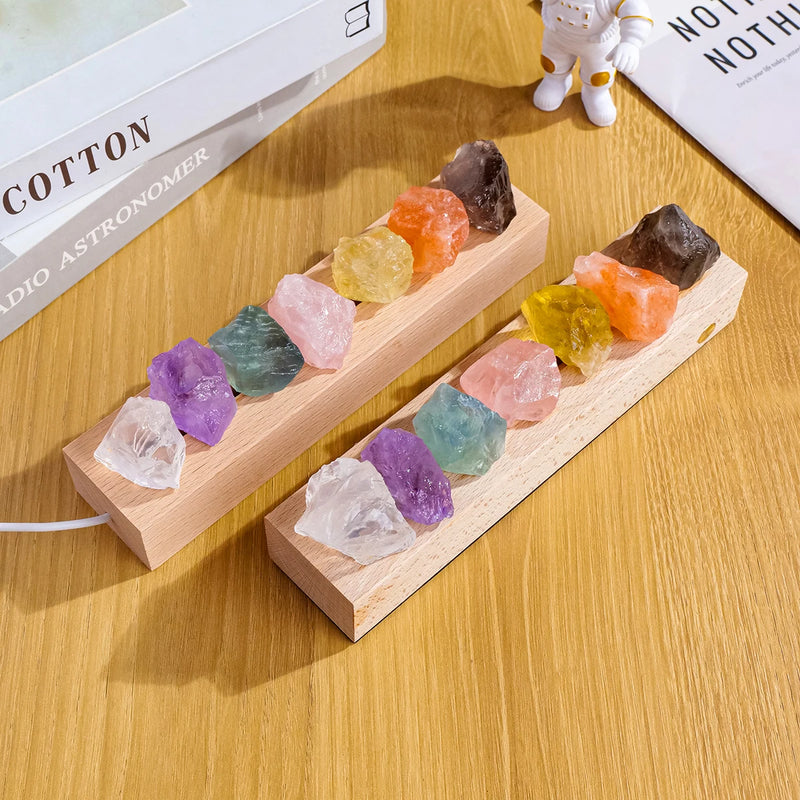 Luminária Luz dos Chakras - Luminária 7 Chakras com Cristais Naturais