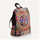 Mochila Mandala Mística - Mochila Feminina Estilo Étnico/Boho Bordada Retrô