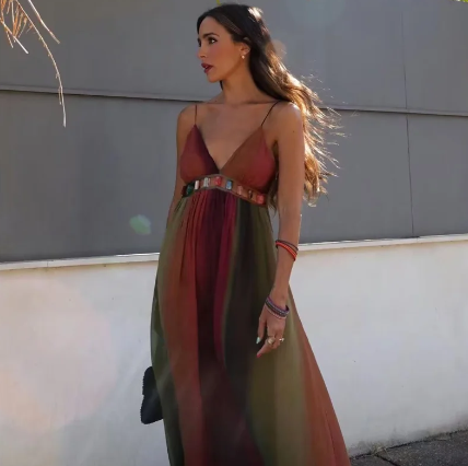 Vestido Boho Rainbow com Pedras