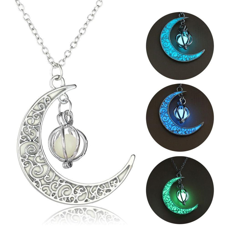 Colar Pingente Lua Iluminada - Brilha no Escuro