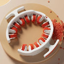 Drena Roller aberto sobre a mesa mostrando seus rolos de massagem projetados para estimular a circulação e aliviar o lipedema