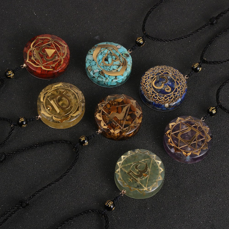 Coleção Colares Orgonite - Símbolos dos 7 Chakras